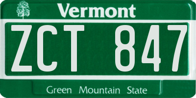 VT license plate ZCT847