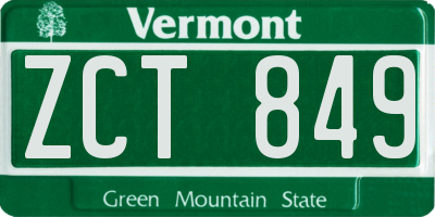 VT license plate ZCT849
