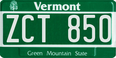 VT license plate ZCT850