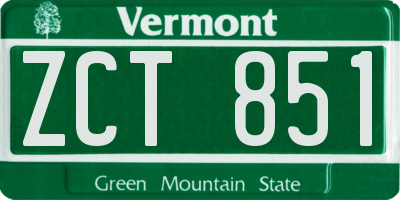 VT license plate ZCT851
