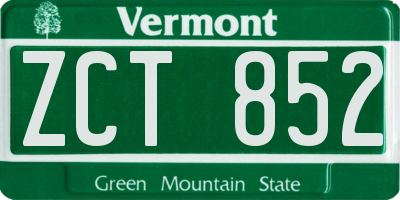 VT license plate ZCT852