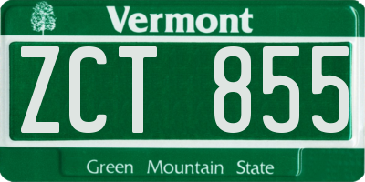 VT license plate ZCT855