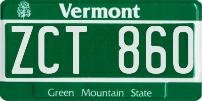 VT license plate ZCT860
