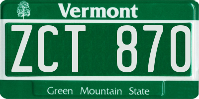 VT license plate ZCT870