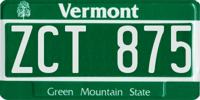 VT license plate ZCT875