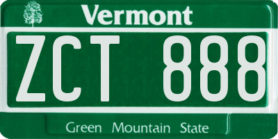 VT license plate ZCT888