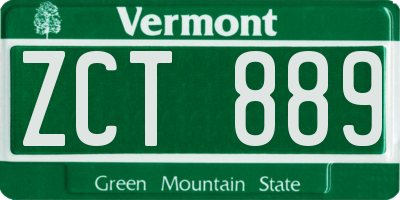 VT license plate ZCT889