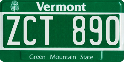 VT license plate ZCT890