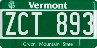 VT license plate ZCT893