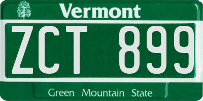 VT license plate ZCT899