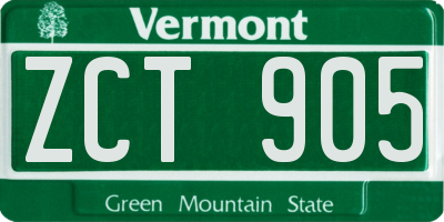 VT license plate ZCT905
