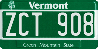 VT license plate ZCT908