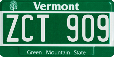 VT license plate ZCT909