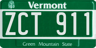 VT license plate ZCT911