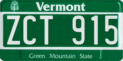VT license plate ZCT915