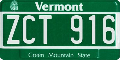 VT license plate ZCT916