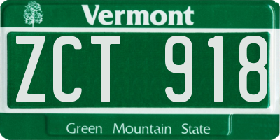 VT license plate ZCT918