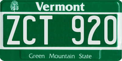 VT license plate ZCT920