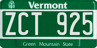 VT license plate ZCT925