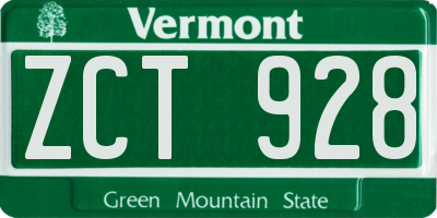 VT license plate ZCT928