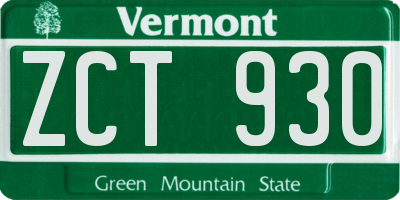 VT license plate ZCT930