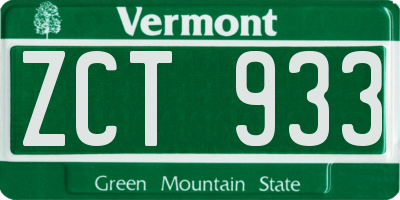 VT license plate ZCT933