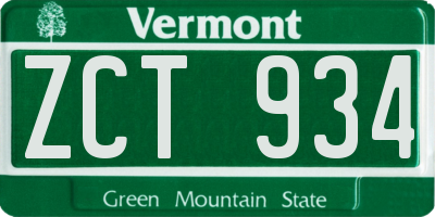 VT license plate ZCT934