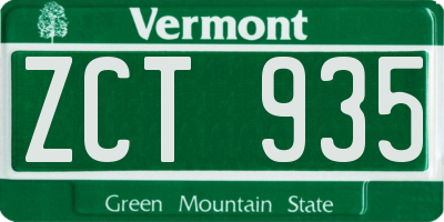 VT license plate ZCT935