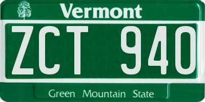 VT license plate ZCT940