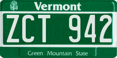 VT license plate ZCT942