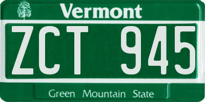 VT license plate ZCT945