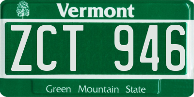 VT license plate ZCT946