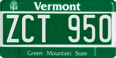 VT license plate ZCT950