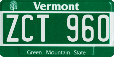 VT license plate ZCT960
