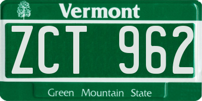 VT license plate ZCT962