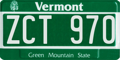 VT license plate ZCT970