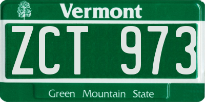 VT license plate ZCT973