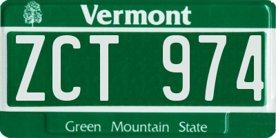 VT license plate ZCT974
