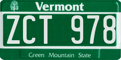 VT license plate ZCT978