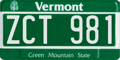 VT license plate ZCT981