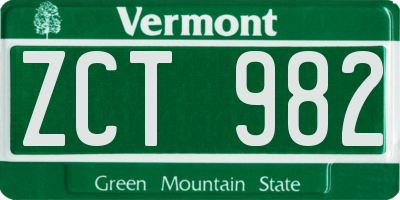 VT license plate ZCT982