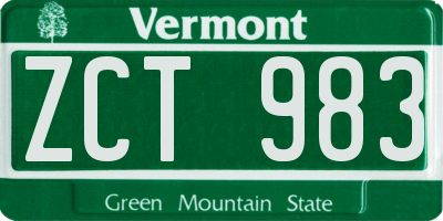 VT license plate ZCT983