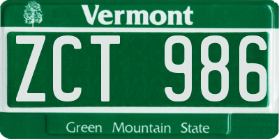 VT license plate ZCT986
