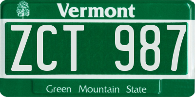 VT license plate ZCT987