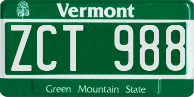VT license plate ZCT988
