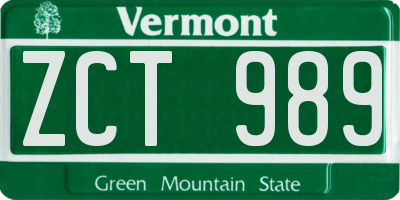 VT license plate ZCT989