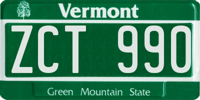 VT license plate ZCT990