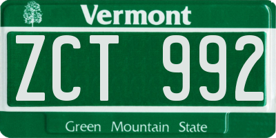 VT license plate ZCT992