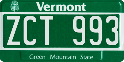 VT license plate ZCT993