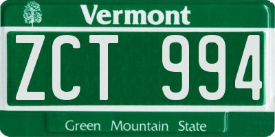VT license plate ZCT994
